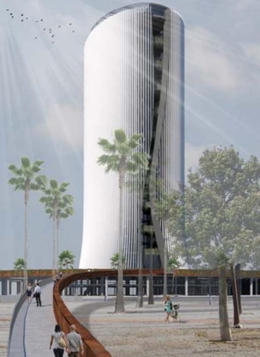La torre será ovalada y se accederá por pasarelas de acero