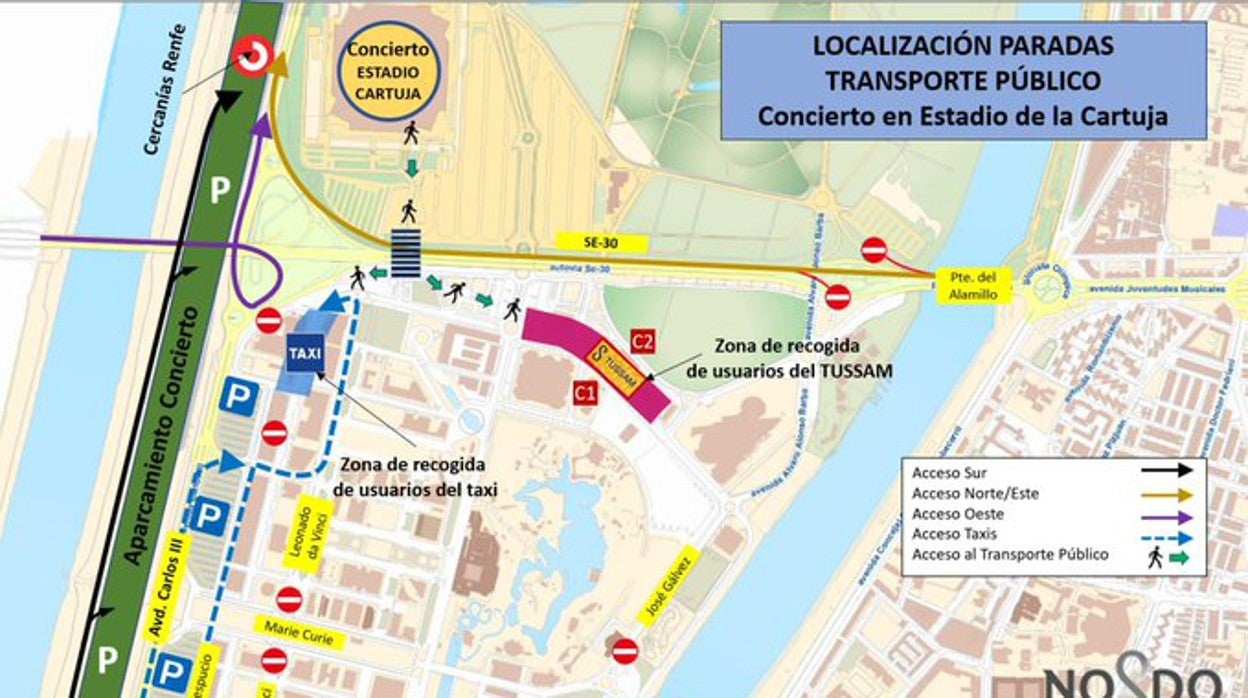 Cortes de tráfico, horarios de autobuses y servicio de cercanías para el concierto de Manuel Carrasco en Sevilla
