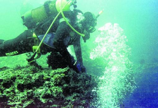 Un joven practicando buceo en Andalucía