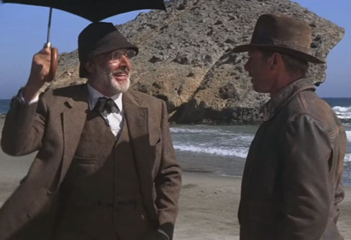 Una de las escenas de 'Indiana Jones y la última cruzada' en la playa de Mónsul.