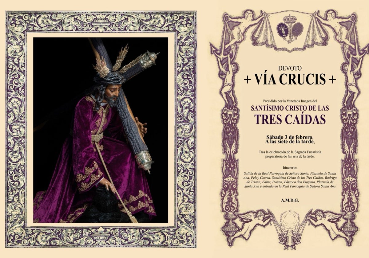 Horario e Itinerario Vía Crucis del Cristo de las Tres Caídas de Triana. Sevilla 03 de Febrero del 2024