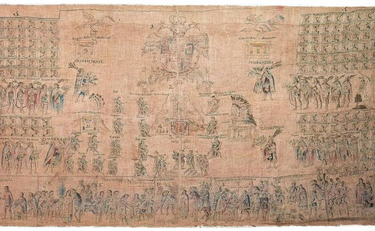 Detalle del lienzo de Tlaxcala, códice colonial producido a petición del cabildo de esta ciudad mexicana (siglo XVI)