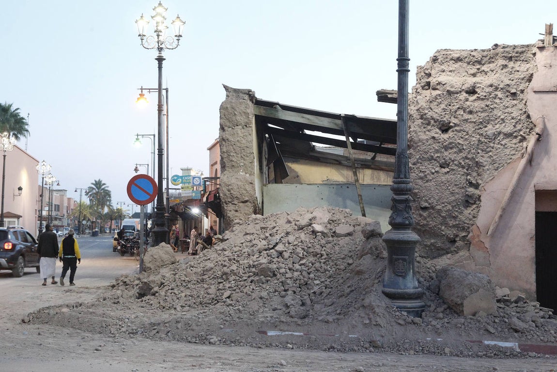 Vista de los daños ocasionados en Marrakech por el terremoto que azotó anoche Marruecos y que ha ocasionado al menos 632 muertos y más de 300 heridos