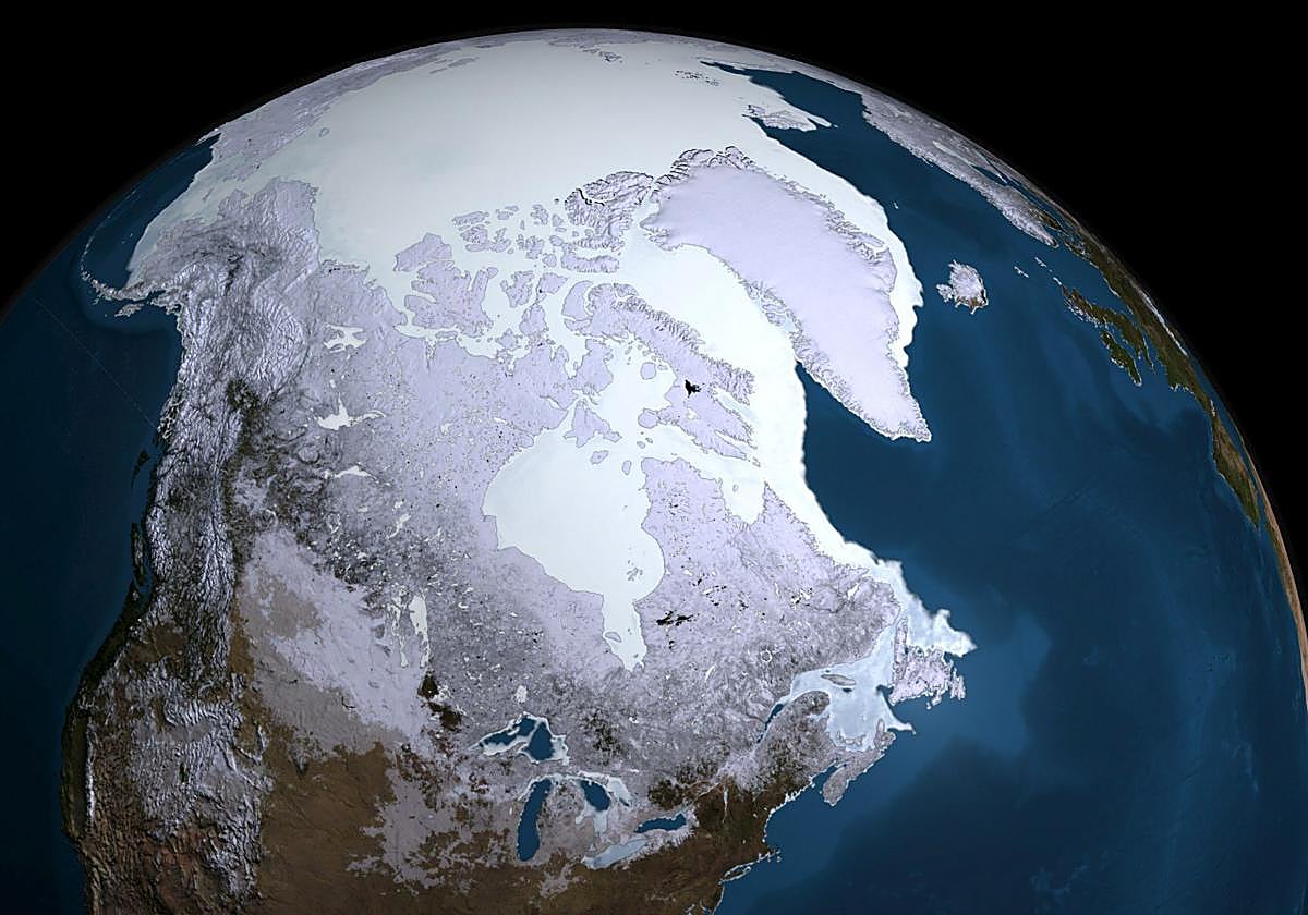 Imagen del Ártico desde el espacio.