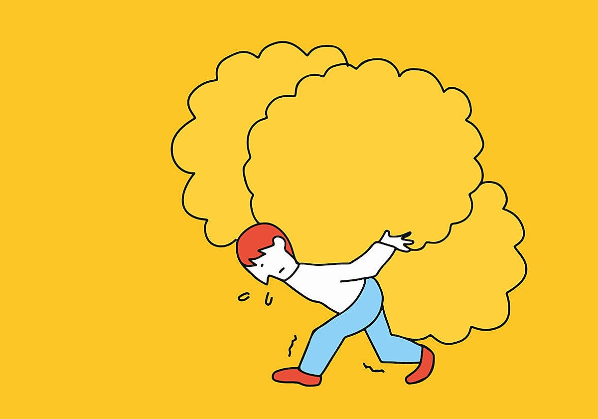 Los pensamientos repetitivos y la rumiación son una carga para la mente.