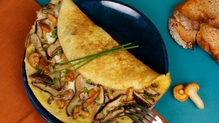 Tortilla cremosa de champiñones y mozzarella