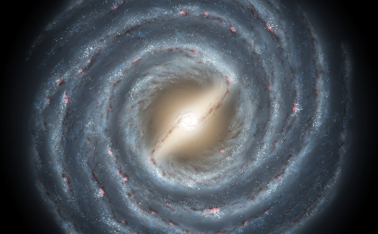 En la ilustración, la posible forma de la Vía Láctea, nuestra galaxia