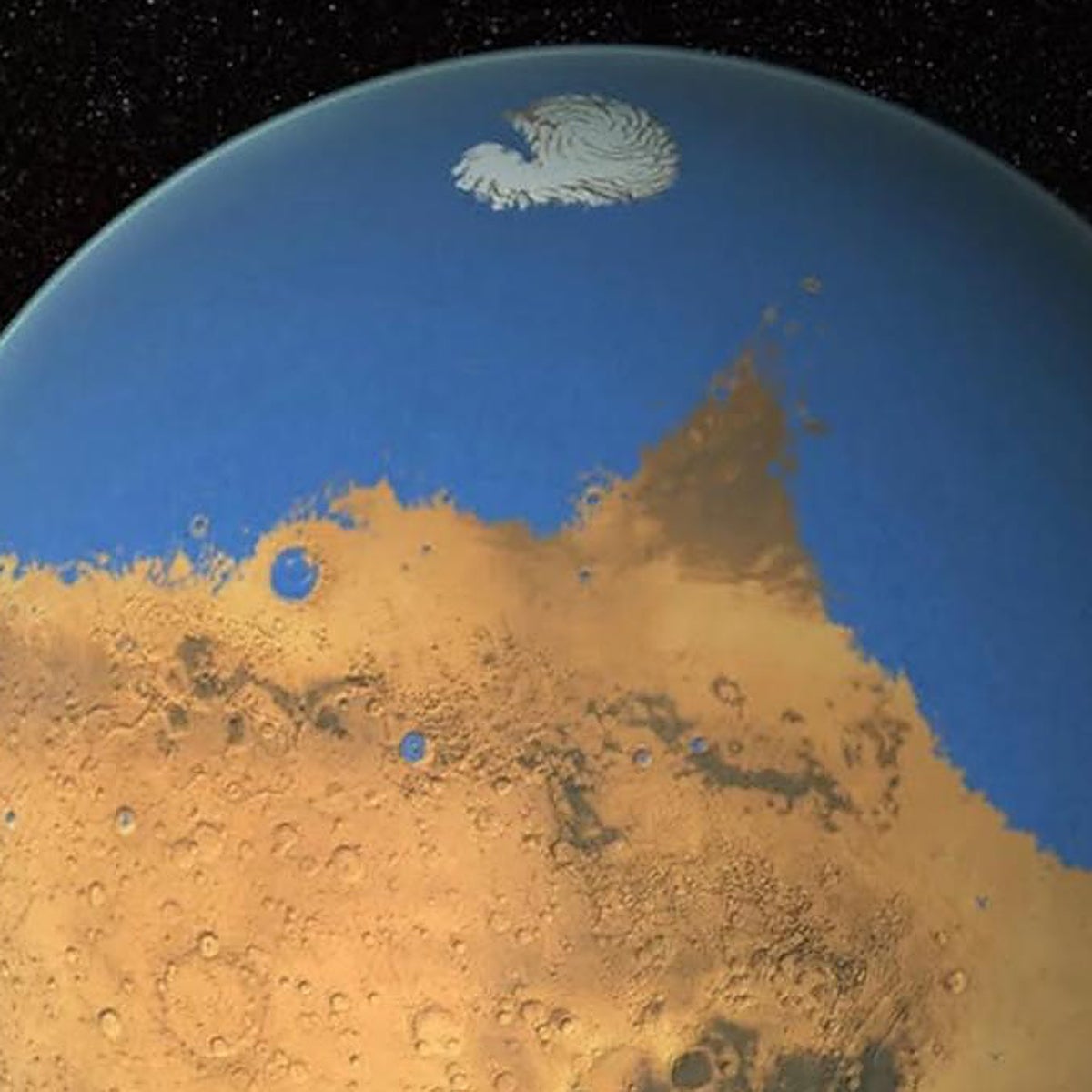 Un asteroide como el que mató a los dinosaurios provocó un megatsunami en Marte