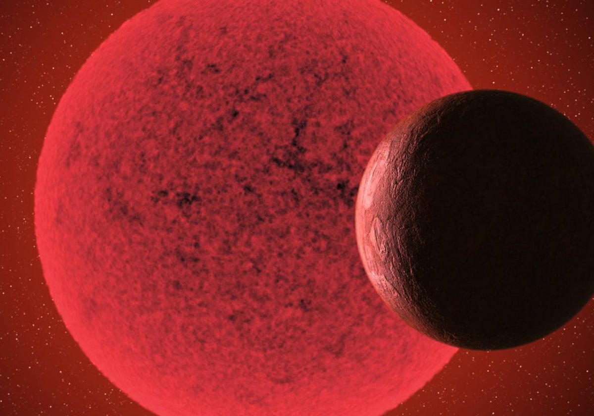 En la ilustración, una supertierra en órbita alrededor de la enana roja GJ-740
