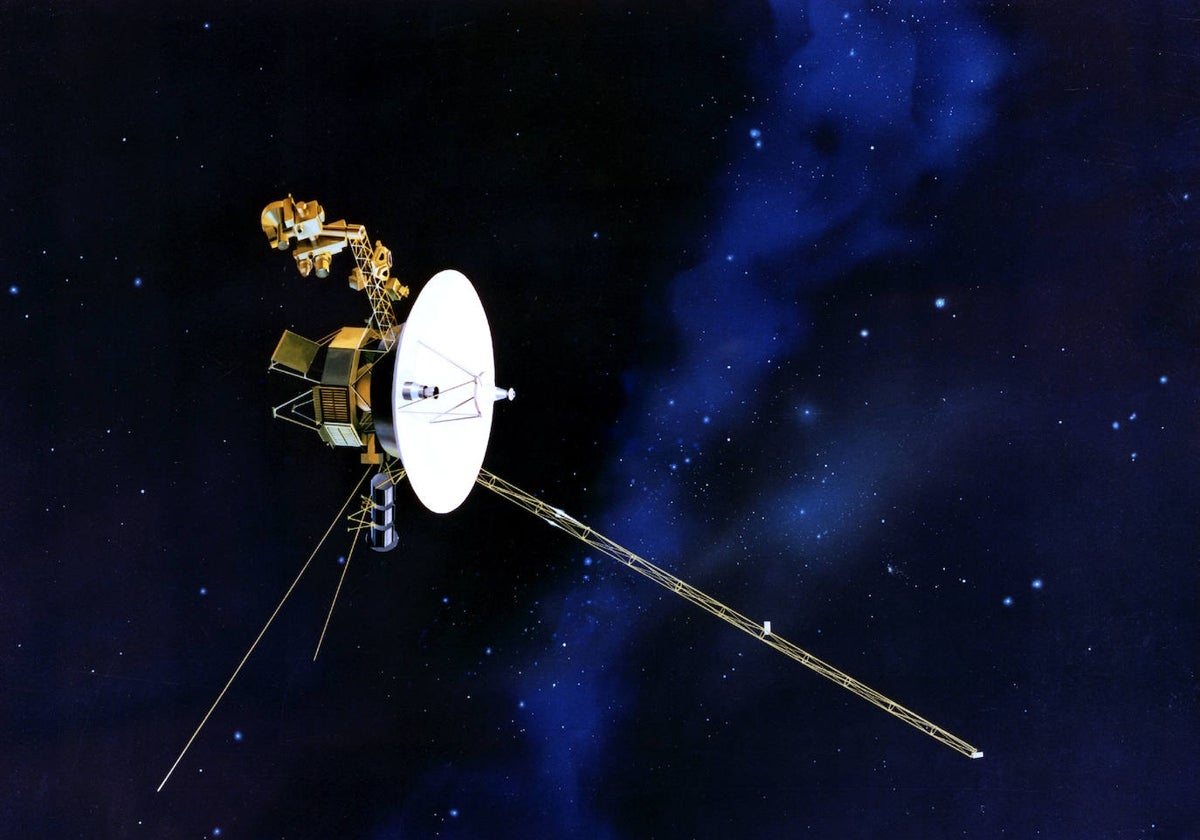 Representación de una sonda Voyager en el espacio