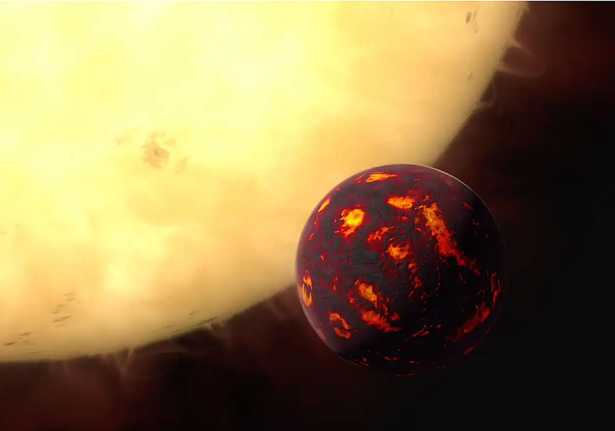 55 Cancri-e, el 'planeta infierno', junto a su estrella madre a 41 años luz de distancia