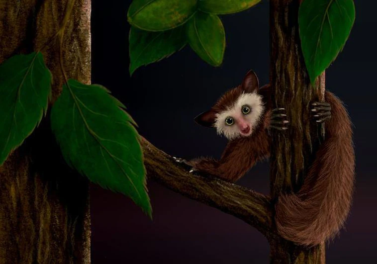 Ilustración de Ekgmowechashala, el último primate que habitó América del Norte antes que los humanos