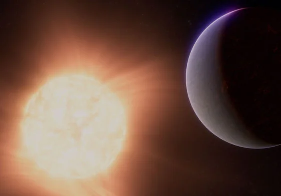 En la ilustración, el planeta 55 Cancri e en órbita alrededor de su estrella