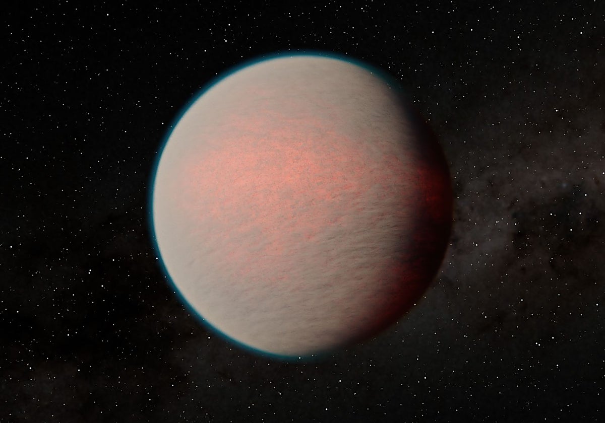 Los mundos con océanos de magma como el exoplaneta parecido a la Tierra GJ 1214 b de la ilustración, sólo albergan una pequeña fracción de esta agua en su superficie. La mayor parte se almacena en las profundidades de su interior
