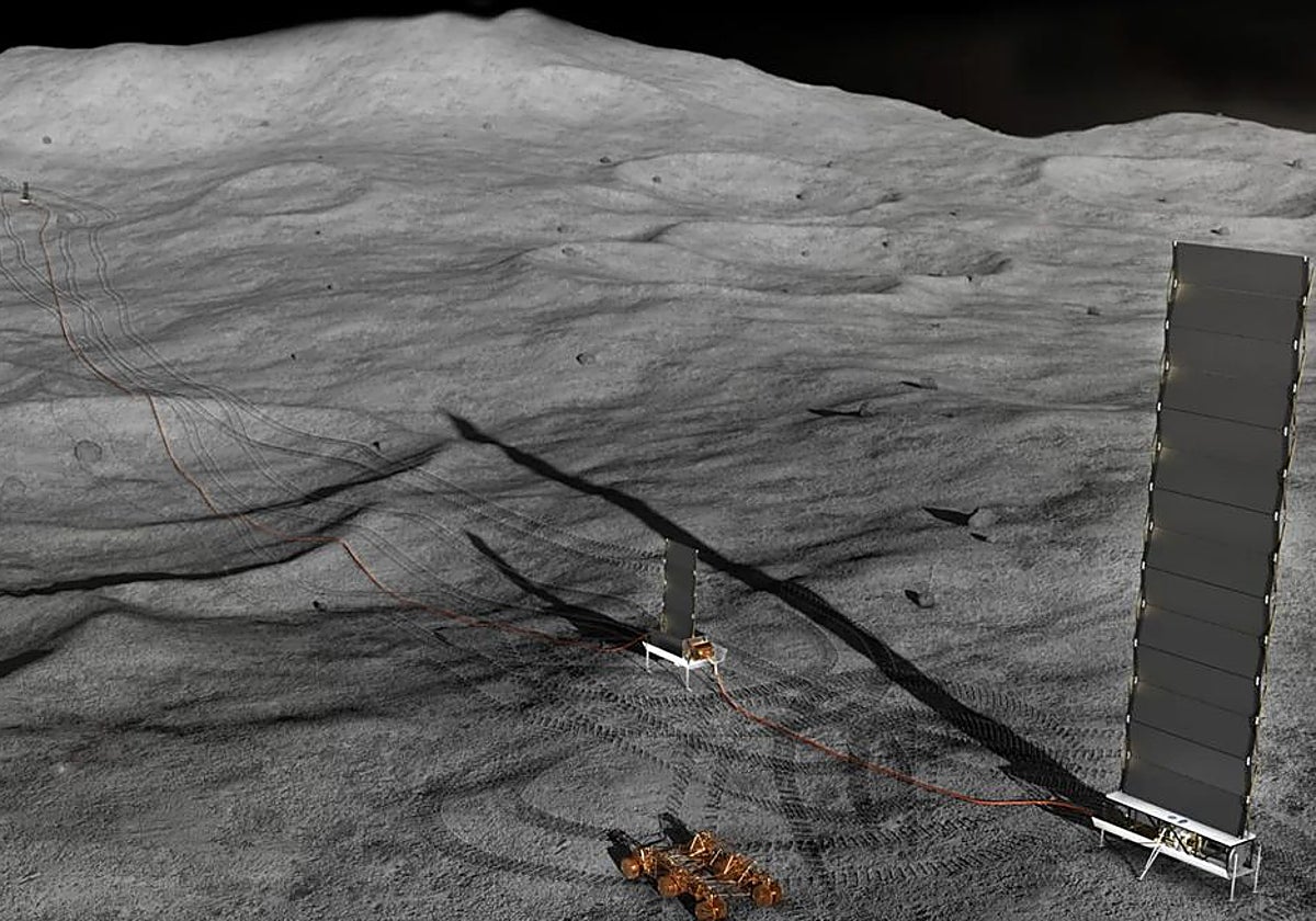 Ilustración artística de un sistema eléctrico en la Luna