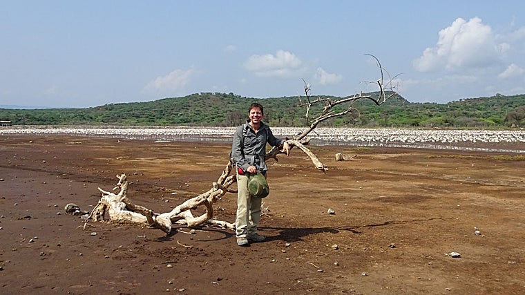 Louis Guibert no Lago Bogoria, Quênia