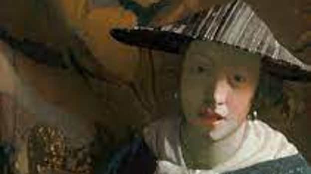 'Girl with a flute', attributed to Vermeer.  Detail