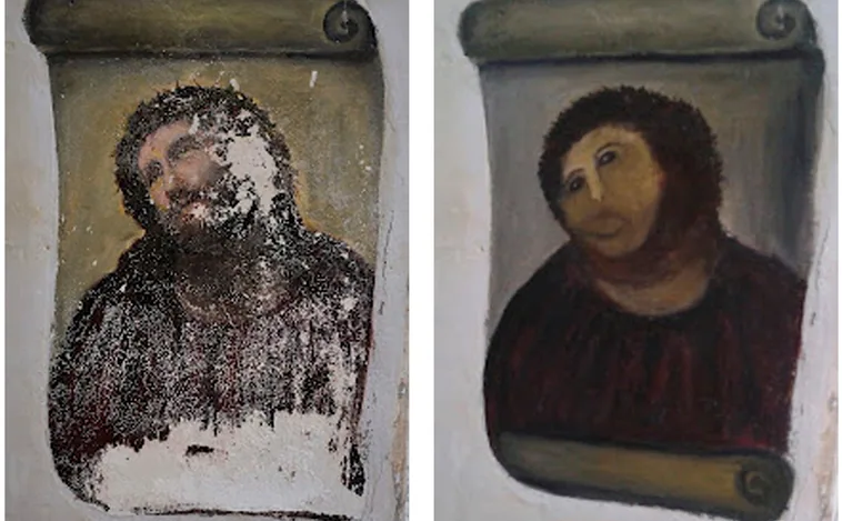 La nieta del pintor del 'Ecce Homo' de Borja pide restaurar la obra original: «Se ha borrado la memoria de mi abuelo»