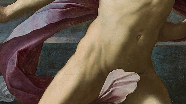 Imagen después - La restauración llevada a cabo por Almudena Sánchez ha desvelado la nitidez de las carnaciones elaboradas a base de sutiles sombras con las que Guido Reni modela estos cuerpos en movimiento