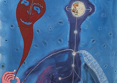 Imagen secundaria 1 - Arriba, 'Doraemon', de Zuleta. Sobre estas líneas, 'Winter', de Iván Forcadell, y 'Los asistentes de Mondrian', de Moisés Yagüe. Todas estas obras forman parte de la colectiva comisariada por Sara Zaldívar en Seúl