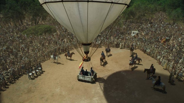 Recreación de uno de los intentos de ascenso del globo aerostático de Domingo Badía