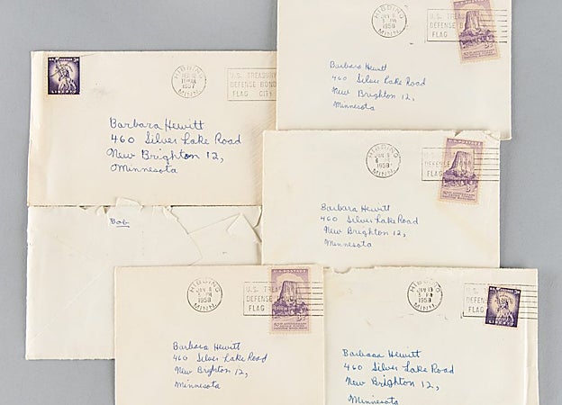 Sobres de las cartas de Dylan dirigidas a Barbara Hewitt