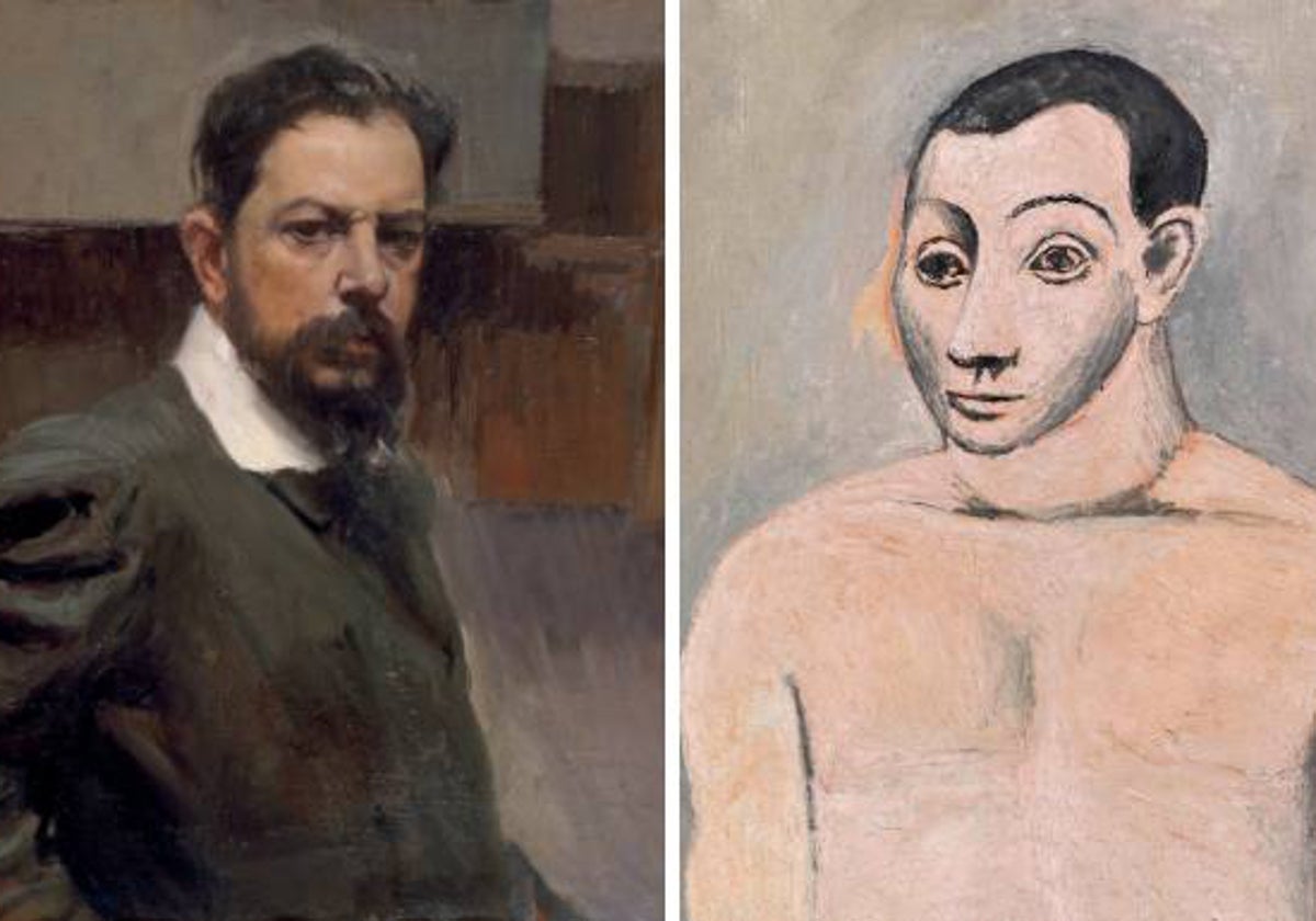 Autorretratos de Sorolla (Museo Sorolla, Madrid), a la izquierda, y de Picasso (Museo Picasso de París)