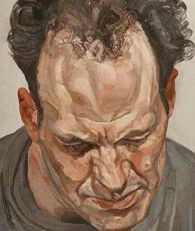 Imagen secundaria 2 - Arriba, 'Bella y Esther', obra de 1988. Sobre estas líneas, un apunte y el retrato de Frank Auerbach