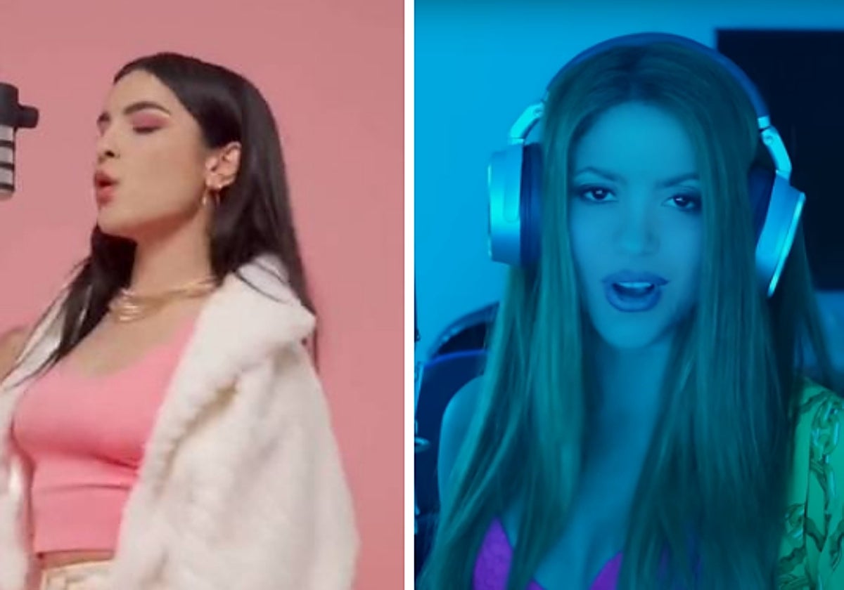 La artista Briella, a la izquierda, y Shakira, a la derecha.