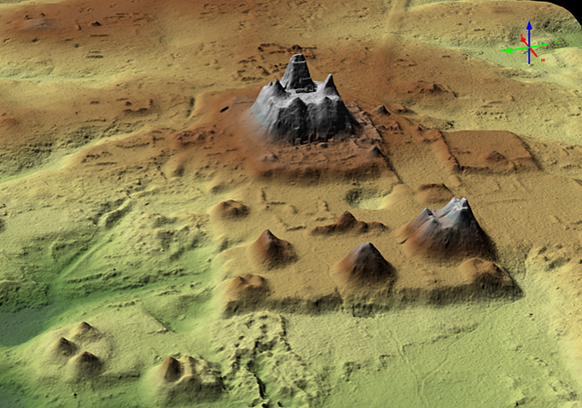 Vista LiDAR 3D del complejo piramidal de La Danta