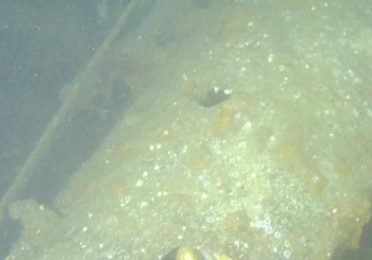 Imagen del submarino estadounidense hundido frente a las costas japonesas