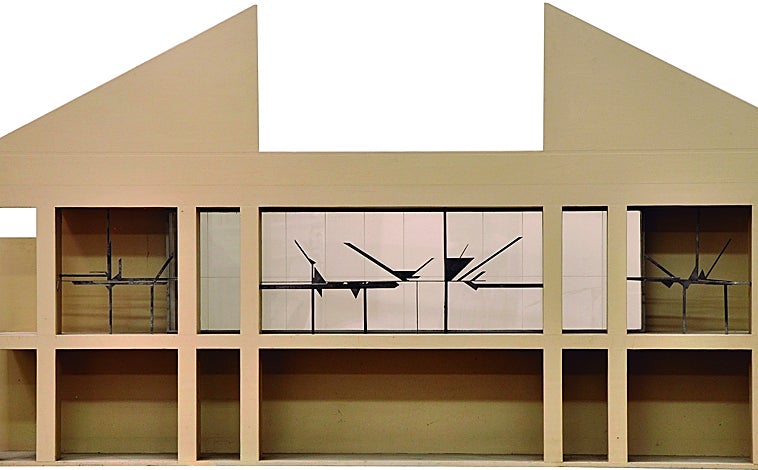 Imagen principal - En las imágenes, algunos de los proyectos de Palazuelo incluidos en la exposición del Museo ICO