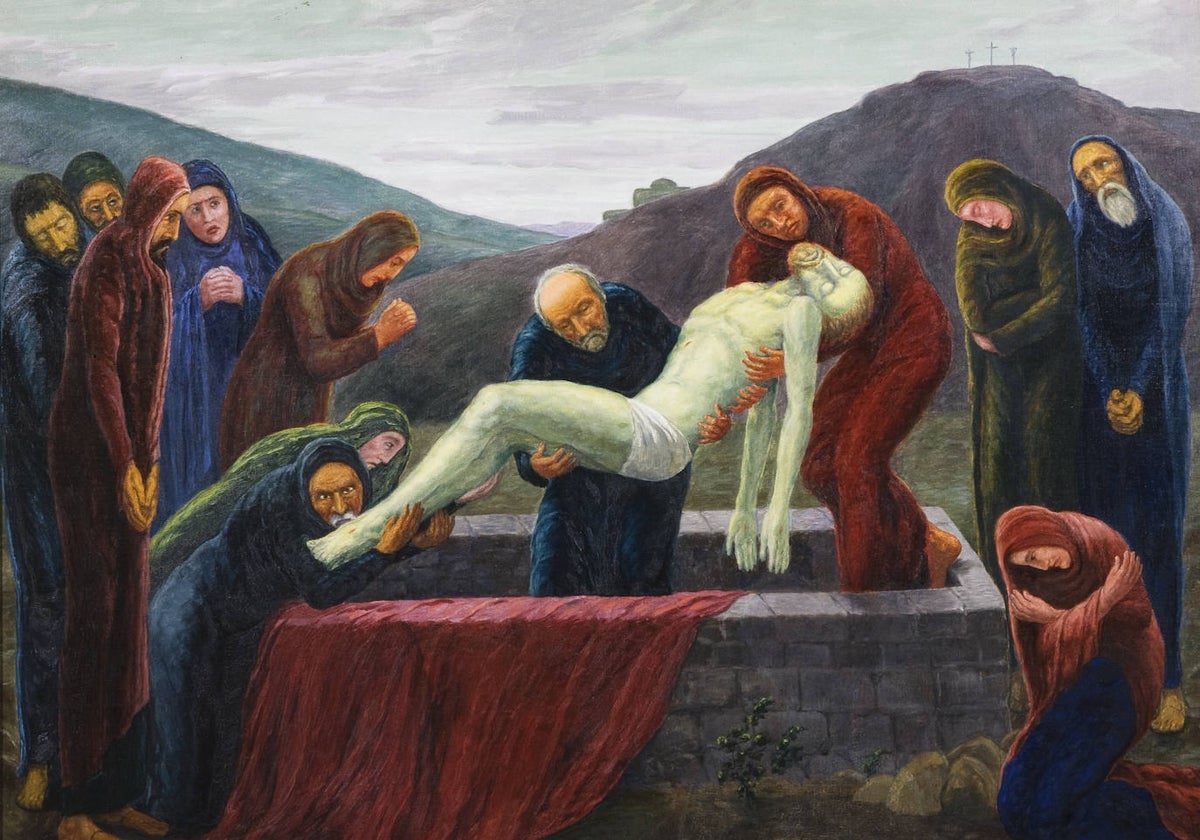 Detalle de la obra 'Entierro de Jesús', de Marià Pidelaserra (1941)