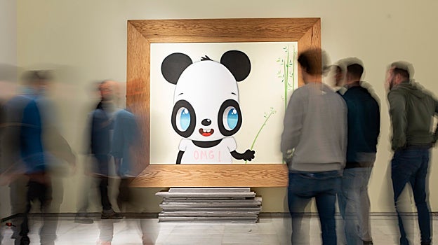 Un momento del montaje de la muestra en Málaga