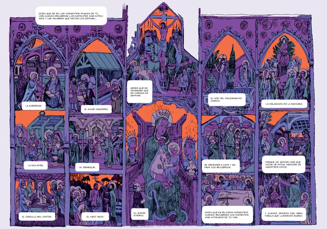 El retablo gótico, igual que la columna Trajana o las pinturas rupestres, se reivindica como antepasado directo del cómic. Ya lo dijo Ibáñez cuando visitó la colección de arte gótico del museo: «Esto es igual que lo mío» 