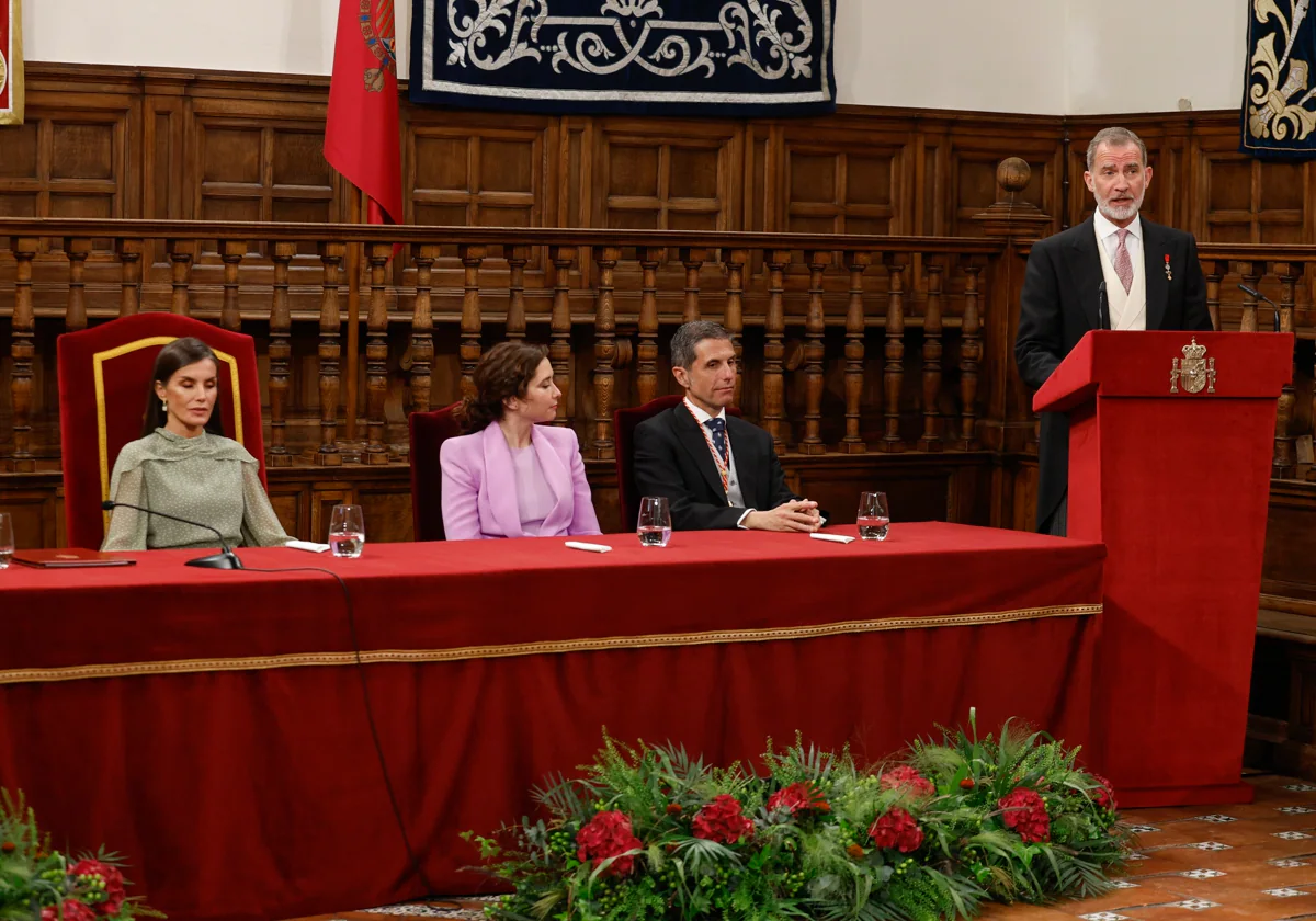 El Rey, durante su discurso en el acto de entrega del premio Cervantes