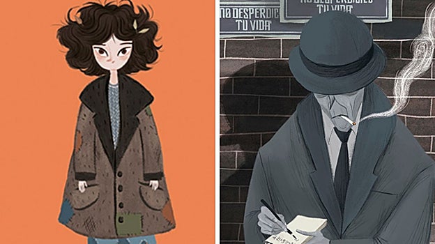Ilustraciones de 'Momo' y el hombre de gris de Ayesha L. Rubio para la edición especial del 50 aniversario
