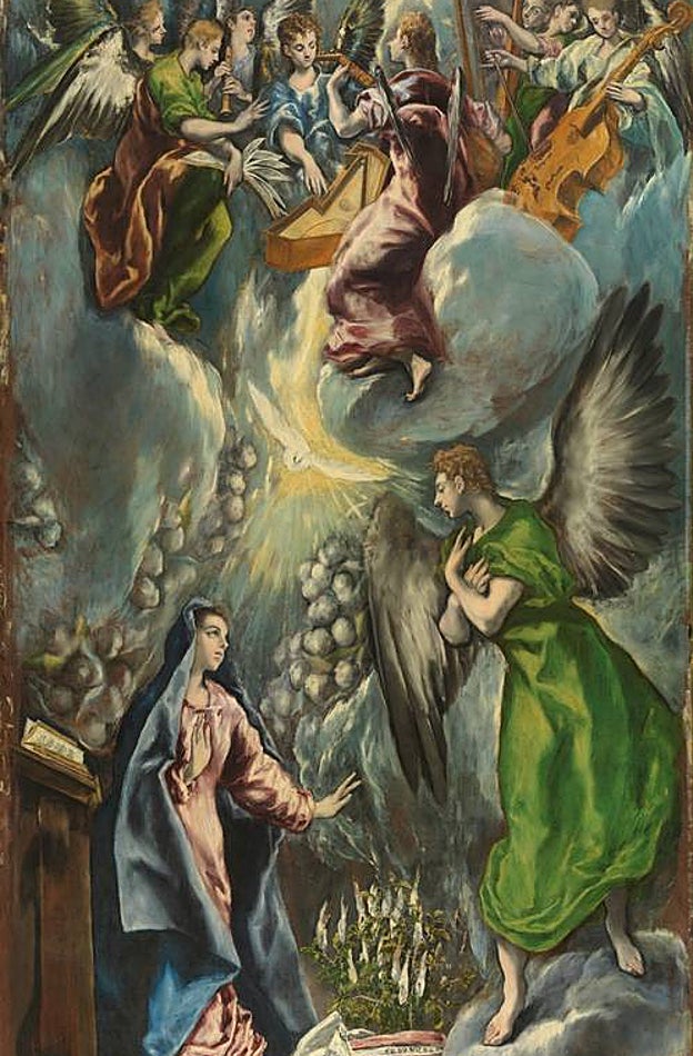 'La Anunciación', del Greco. Detalle. Obra que Erik el Belga no robó en 1981, cuando se exhibía en la Biblioteca-Museo Víctor Balaguer de Vilanova i la Geltrú