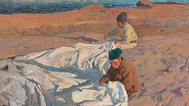 Joaquín Sorolla. 'Cosiendo la vela', 1904. Colección Masaveu