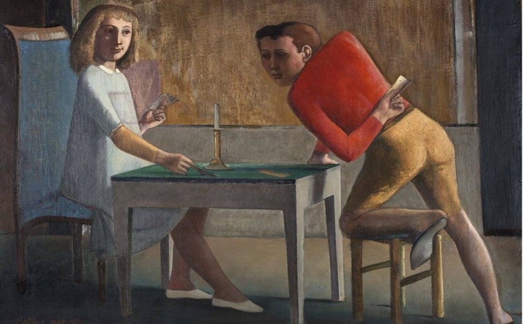 Imagen principal - Arriba, 'La partida de naipes', de  Balthus:  el joven esconde una carta en su espalda y se metamorfosea en el as de diamantes. Sobre estas líneas, a la izquierda, 'Retrato de Matthäus Schwarz' (detalle), en el que Christoph Amberger pinta la carta astral del retratado en el cielo; a la derecha, 