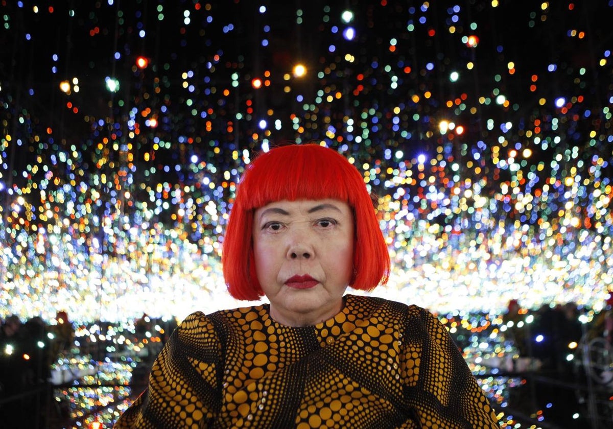 Yayoi Kusama, en la galería David Zwirner de Nueva York en 2013, en la inauguración de una exposición de su obra