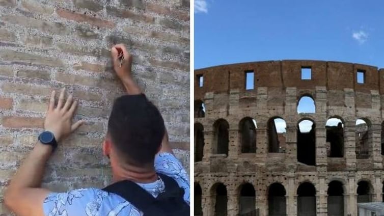 El turista que grabó su nombre en una pared del Coliseo se disculpa: «Desconocía la antigüedad del monumento»