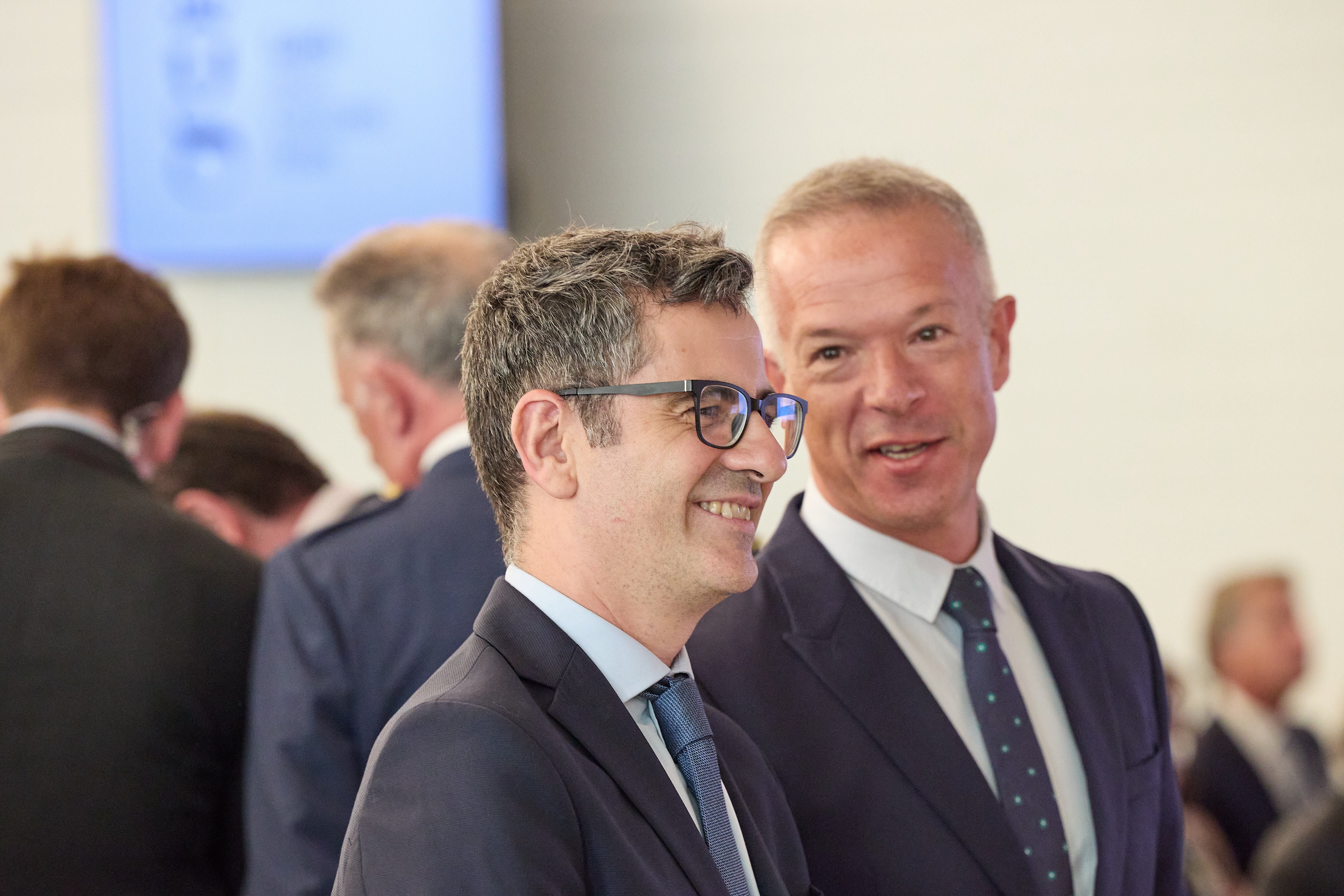 El ministro de la Presidencia, Relaciones con las Cortes y Memoria Democrática, Féliz Bolaños, y el presidente del Senado, Ander Gil, durante la inauguración de la Galería de las Colecciones Reales