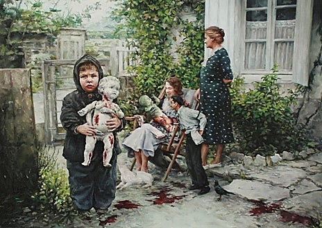 Imagen secundaria 1 - Arriba, 'Niño durmiendo', de la serie 'Estratos'. Sobre estas líneas, otras obras de la autora, como 'Casa' (a la derecha)