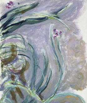 Imagen secundaria 2 - Arriba, un díptico de sus poéticas glicinas, concebidas como frisos. Sobre estas líneas, a la izquierda, 'Nenúfares' (1917-1920) y a la derecha, 'Iris', hacia 1924-1925