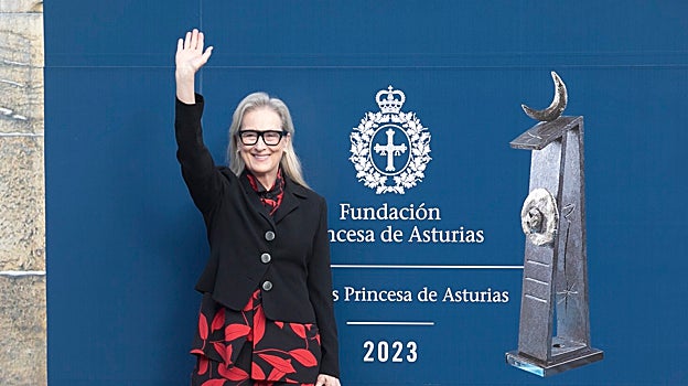Meryl Streep durante su recibimiento en el Hotel Reconquista de Oviedo