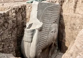 Desentierran en Irak un gigantesco toro alado asirio de Sargón II