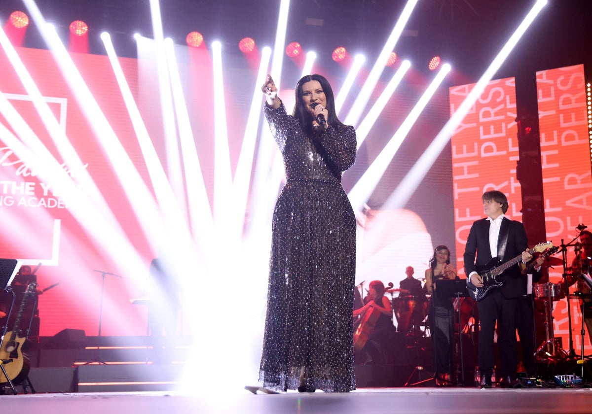 Laura Pausini en un momento de su homenaje