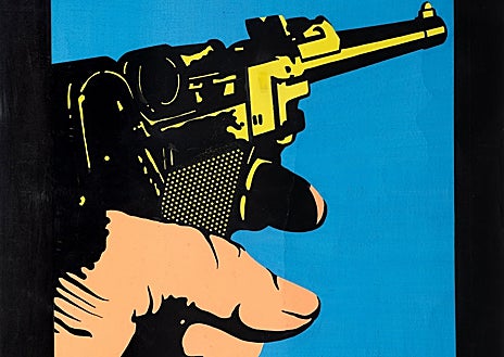 Imagen secundaria 1 - Sobre estas líneas, 'El zurdo' y 'Vista del Alcázar de Toledo durante el asalto en septiembre de 1936', óleo de 1974. Arriba, 'Richelieu transnacionalizado II' (1972)