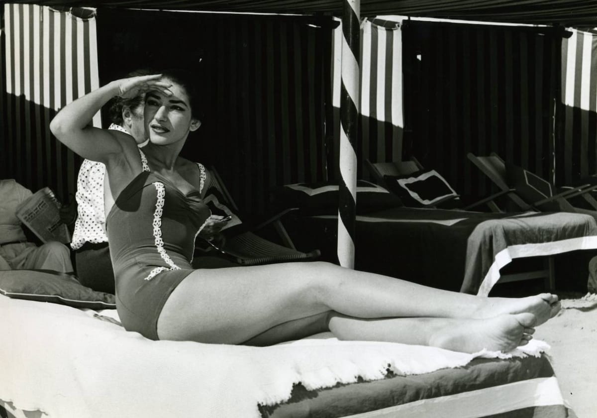 Maria Callas, en una playa de Venecia